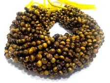TIGER EYE ROUND SMOOTH PLAIN NATURAL 5.5 MM GEMSTONE BEADS 13"INCH 1 STRAND