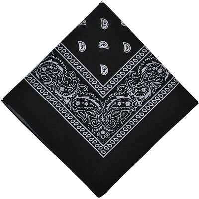 LOT 12 Pack Black Paisley Bandana Scarf Head Wrap Headband 100