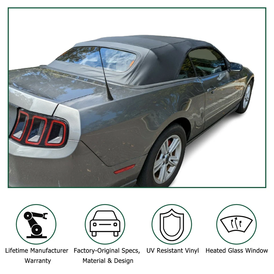 Capota blanda convertible para Ford Mustang 2005 2006 2007-2014 con ventana de vidrio térmico Foto 2 de 4