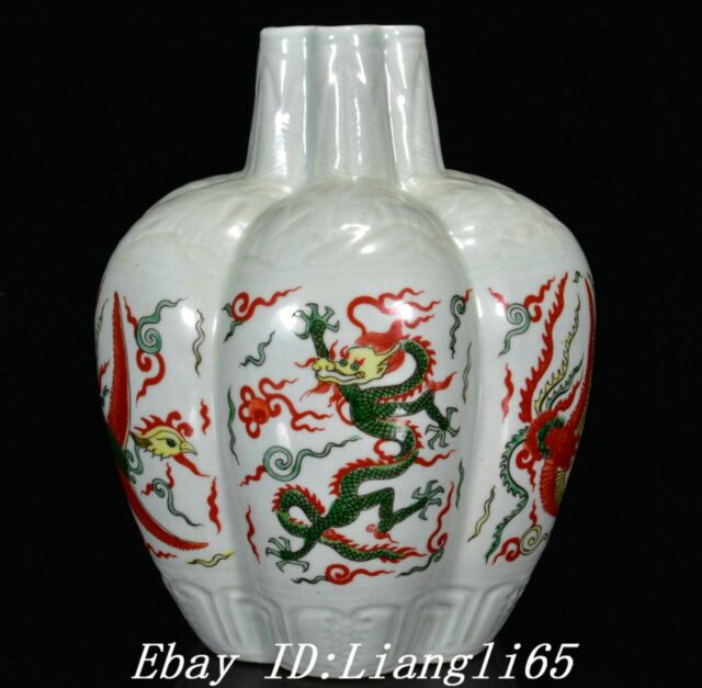 9.4&#039;&#039; Daming Wanli Wucai Porzellan Dynastie Drachen Phönix Muster Flasche Vase