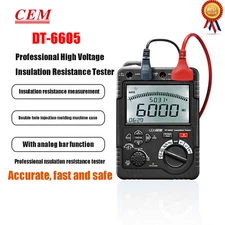 CEM DT-6605 High Voltage Insulation Tester Large 6000 Counts Digital Display ✦KD