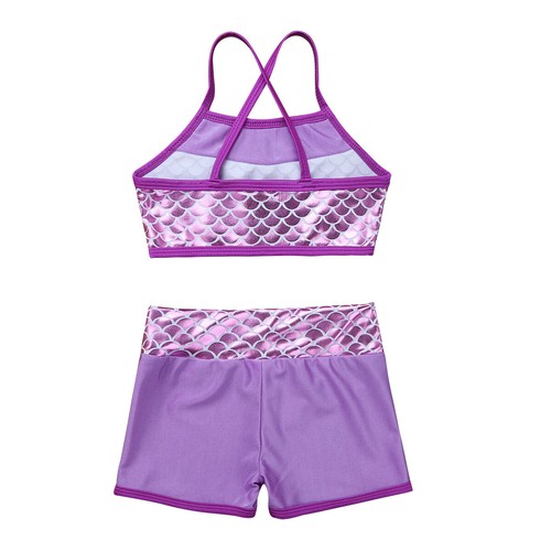 UK Kids Girl Sport Dance Outfit Crop Top+Shorts Booty Gymnastics Leotard Costume - Picture 15 of 75