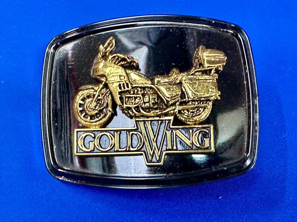 Vintage 1979 Raintree Honda Goldwing Motorcycle Belt Buckle Black Gold Promo Vintage 1978 Gold Wing Motorcycle Black & Goldtone Buckle by  main image 4