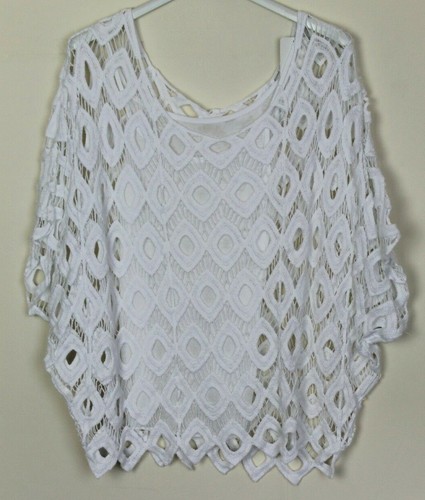 New Italian Ladies 2 Piece Set Diamond Cut Crochet Lagenlook Casual Summer Top - Picture 11 of 17