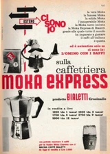 ADVERTISEMENT 1961 BIALETTI CRUSINALLO COFFEE MAKER MOKA EXPRESS MAN WITH MUSTACHE