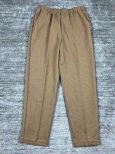 Classic Collection Pants Womens 16 Beige Vintage One Button Front Polyester