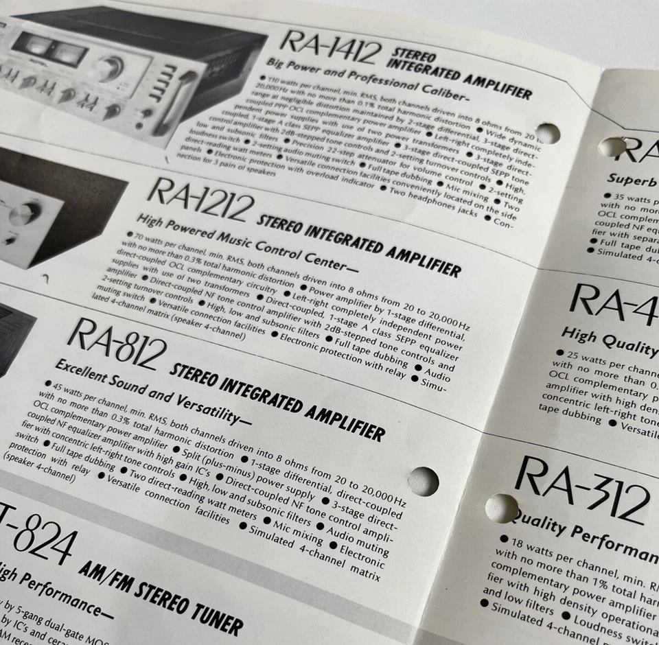 ROTEL ORIGINAL 1412 AMP 1312 TUNER RECEIVER BROCHURE AD ORIGINAL D1353 - Image 2 of 4