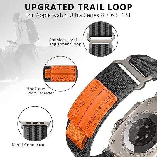 Correa de nailon Trail Loop para Apple Watch Ultra 2 iWatch Series 11 10 9 8 42 mm 45 mm Foto 3 de 4
