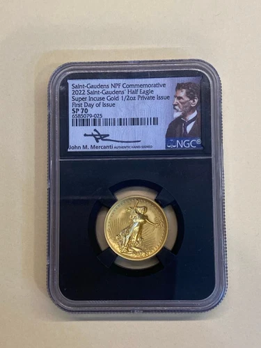 SAINT GAUDENS NPF 2022 HALF EAGLE SUPER INCUSE GOLD 1/2 OZ SP70 NGC