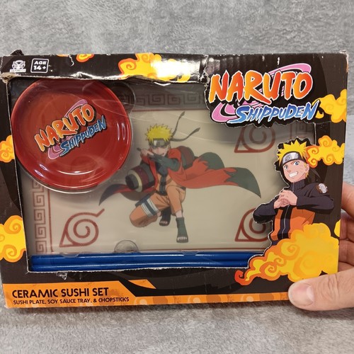 Naruto Shippuden Ceramic Sushi Set Plate Soy Sauce Bowl Chopsticks NIB - Picture 7 of 11