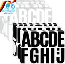 10.1Cm Buchstaben Aufkleber Groß, 136 Stück/12 Blatt Klebebuchstaben Schwarz Wei