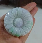 Cert'd Natural Type A Light Green Jadeite Jade Flower Pendant 5356