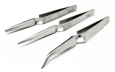 Tweezers Cross Locking Set of 3 Curved Straight & Blunt Tip Cross Lock Tweezer