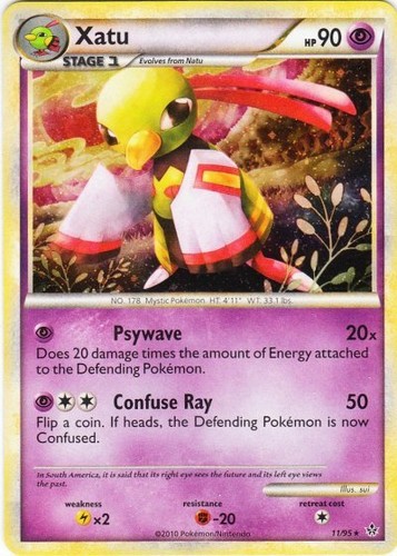 Damaged, English Pokemon Holo Xatu - 11/95 - Holo Rare HS - Unleashed