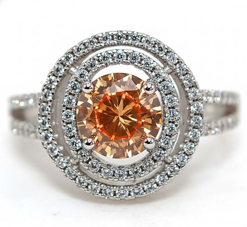 2CT  Padparadscha 925 Solid Sterling Silver Ring Sz 8 MM4-6