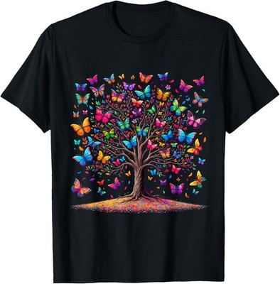 Butterfly Tree T-Shirt   Nature-Inspired Graphic Tee for Garden & Outdoor Lovers