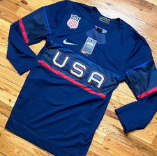 Nike Mens 2022 Team USA Olympics Hockey Away Jersey Blue NWT 140 Small P34235