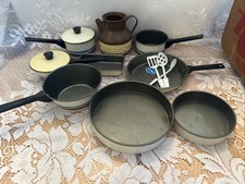 Vintage Cookware Kids Toy Set Metal Pans Skillets Baking Pans Utensils