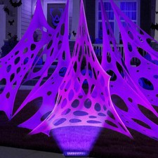 wymulot Giant Spider Web Halloween Decorations 1000 Sqft Purple with Black Light