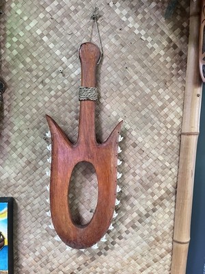 Island Style Sharks Tooth wall Hanger Hand-carved by Smokin' Tikis Oceanic