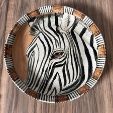 Hand painted Zebra Plate Made In USA New Mexico Signed Ceremic Equine