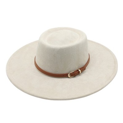 Classic Felt Hat Wide Brim Flat Top Jazz Panama Hat Party Church Hat Unisex