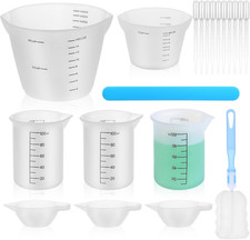 7 Stück Silikon Messbecher für Epoxidharz Mischbecher, 100ml 250ml 500ml...