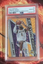 2021-22 Mosaic Basketball LeBron James Elevate Orange Fluorescent /25 PSA 10