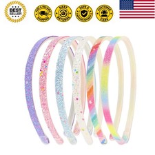 6 Pack Glitter Headbands Thin Glitter Headband for Women Colorful Hair Access...
