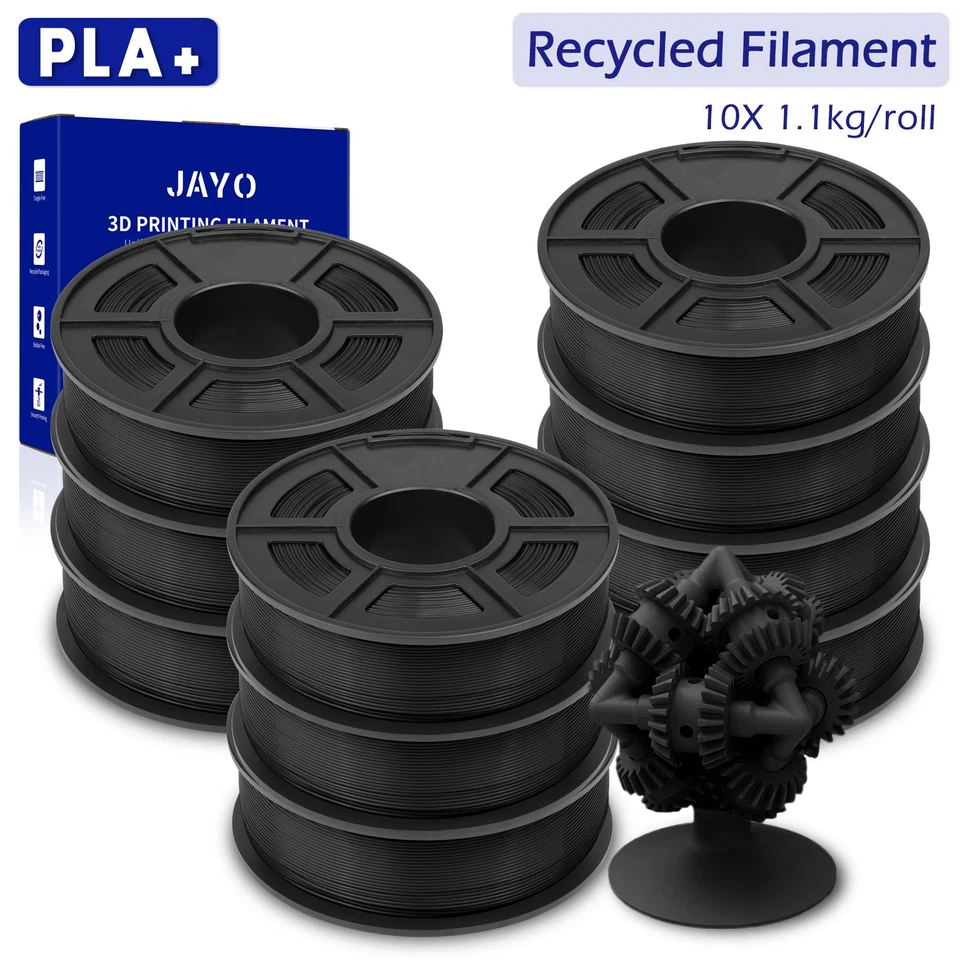 Impresora 3D JAYO 11KG PLA+ Filamento reciclado negro 1,75mm sin obstrucciones