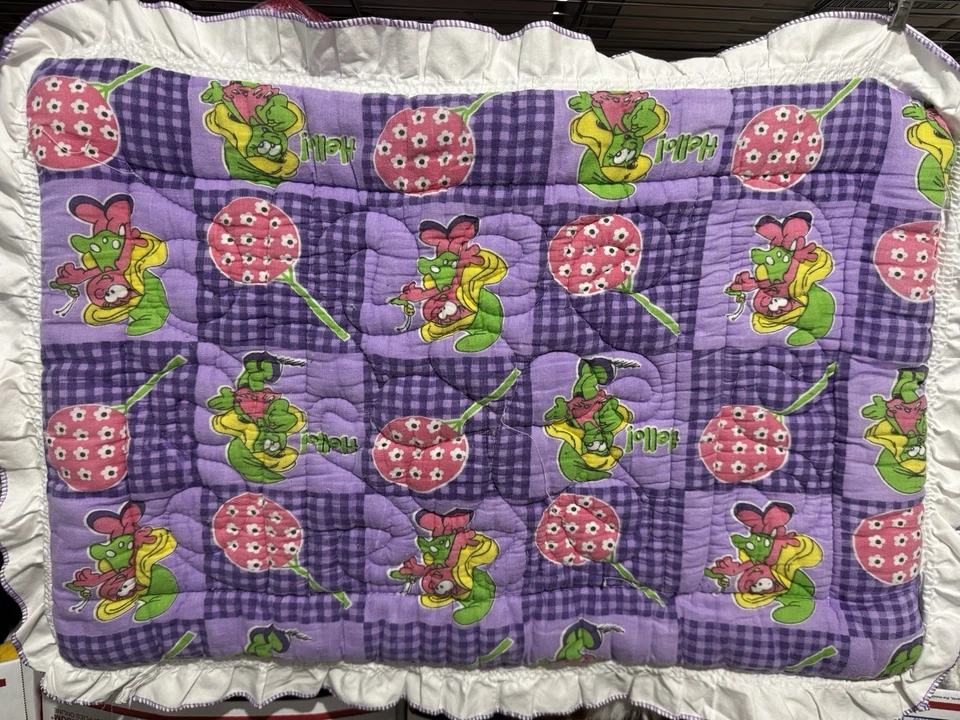 "Mini manta cambiadora de bebé púrpura vintage de los Pitufos 17"" por 27"" acolchada de felpa" Foto 4 de 4