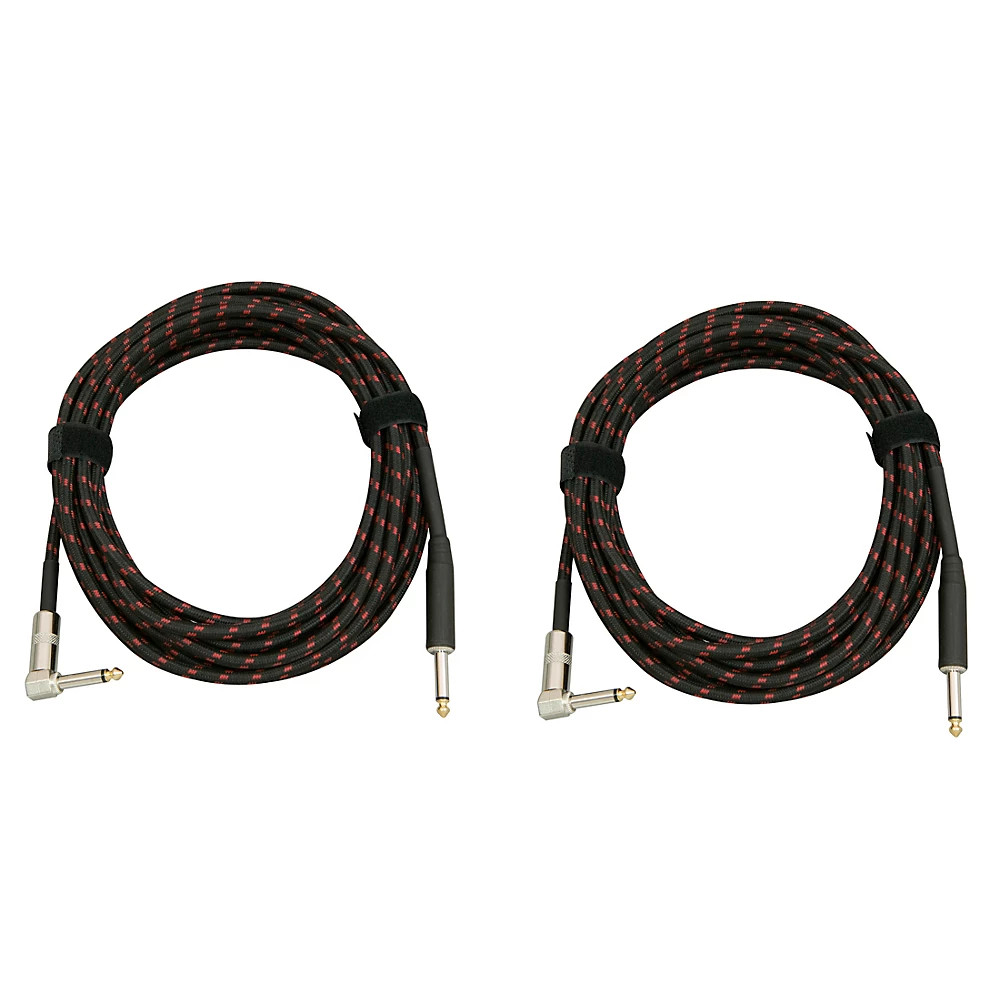 Musicians Gear Tweed Right Angle Instrument Cable 2-Pack 20 ft Red 6090₽