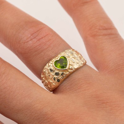 Ring massiv 10 Karat Gold buntes Herz Nugget Gelbgold