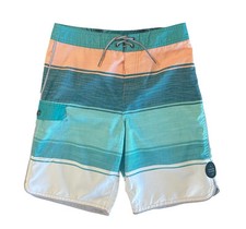 Rip Curl Kids State Park Boys Boardshorts Size 27 Teal Orange White Drawstring