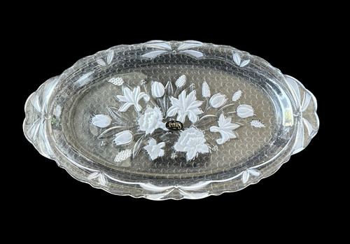 Crystal Clear Studios Japan 16" Oval Floral Serving Tray - Picture 1 of 3
