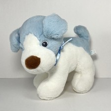 Aurora Baby Puppy Dog Plush Blue And White With Squeaker And Embroidered Eyes 6