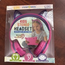 Kids Wired Cat Ears Headphone Headsets Girl Earphone On Ear Pink Volume Control