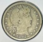 1892-P Silver Barber Quarter 25 Cents .181 Troy Oz - $15 of Silver - T-81