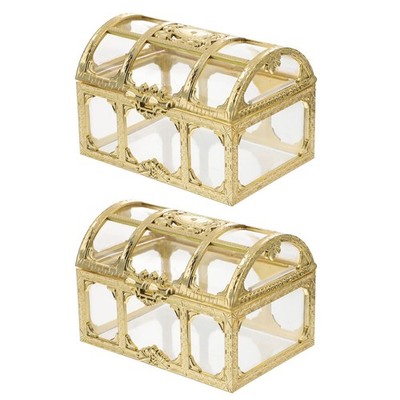 2 Pcs Retro Treasure Chest Small Pirate Keepsake Boxes with Lids