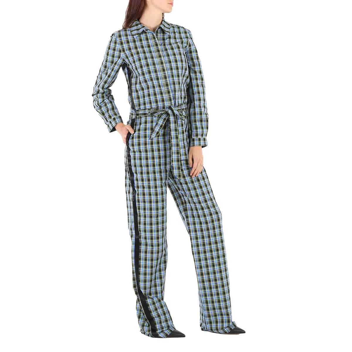 Mono Burberry Damas Azul Azul Azure Lampton Cuadros Corbata Cintura, Marca Talla 4 (EE. UU.