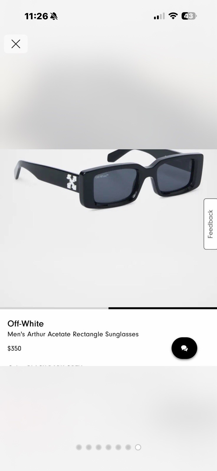 Off-White Arthur Rectangle Designer Sunglasses Bl… - image 7