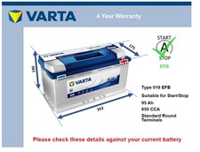 EFB Car Battery fits MASERATI LEVANTE QUATTROPORTE GRECALE MC20 Varta