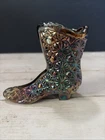 VTG Fenton Amethyst Carnival Glass Iridescent Daisy & Button Boot Shoe