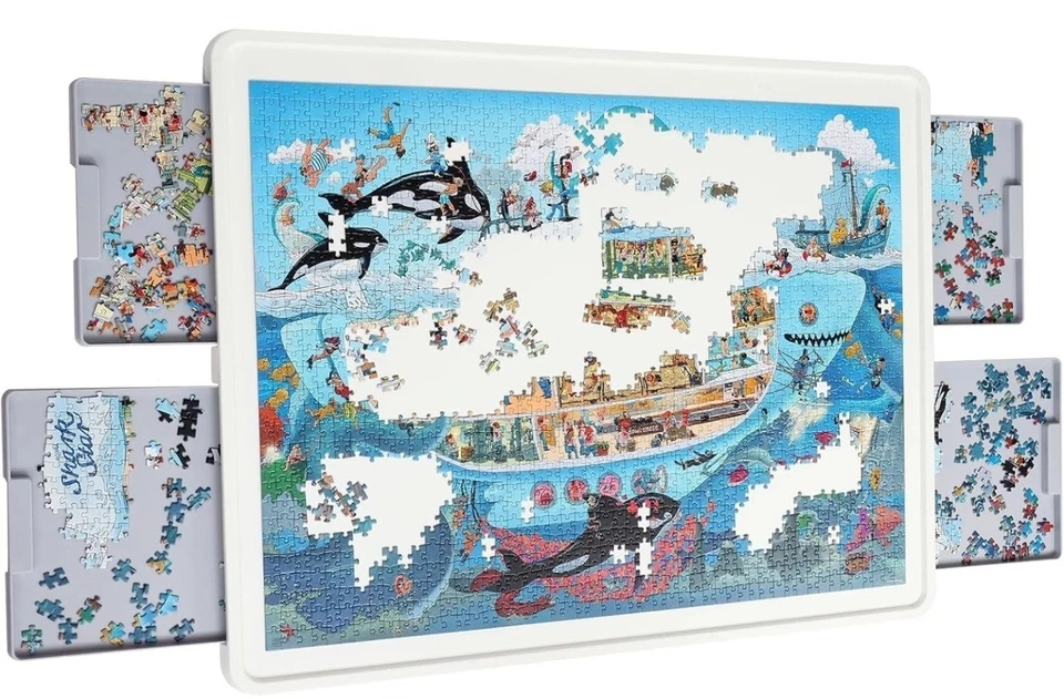 1500 件旋转塑料拼图板带抽屉和盖子,35 英寸 x 27 英寸门廊... — 第 3/4 张图片