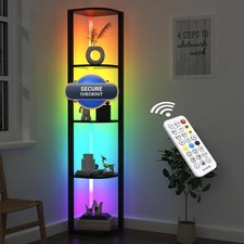 Rojasop 5 Tiers Corner Shelf Light Tall Display Shelf For Collectibles Control