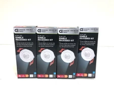 4PK Commercial Electric 2 in. White Gimble LED Trimless Recessed Lighting Kit
