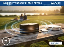 AUVIO PBT500 Portable Bluetooth Speaker 2.0 Stereo Black Pre-owned Works Great!!