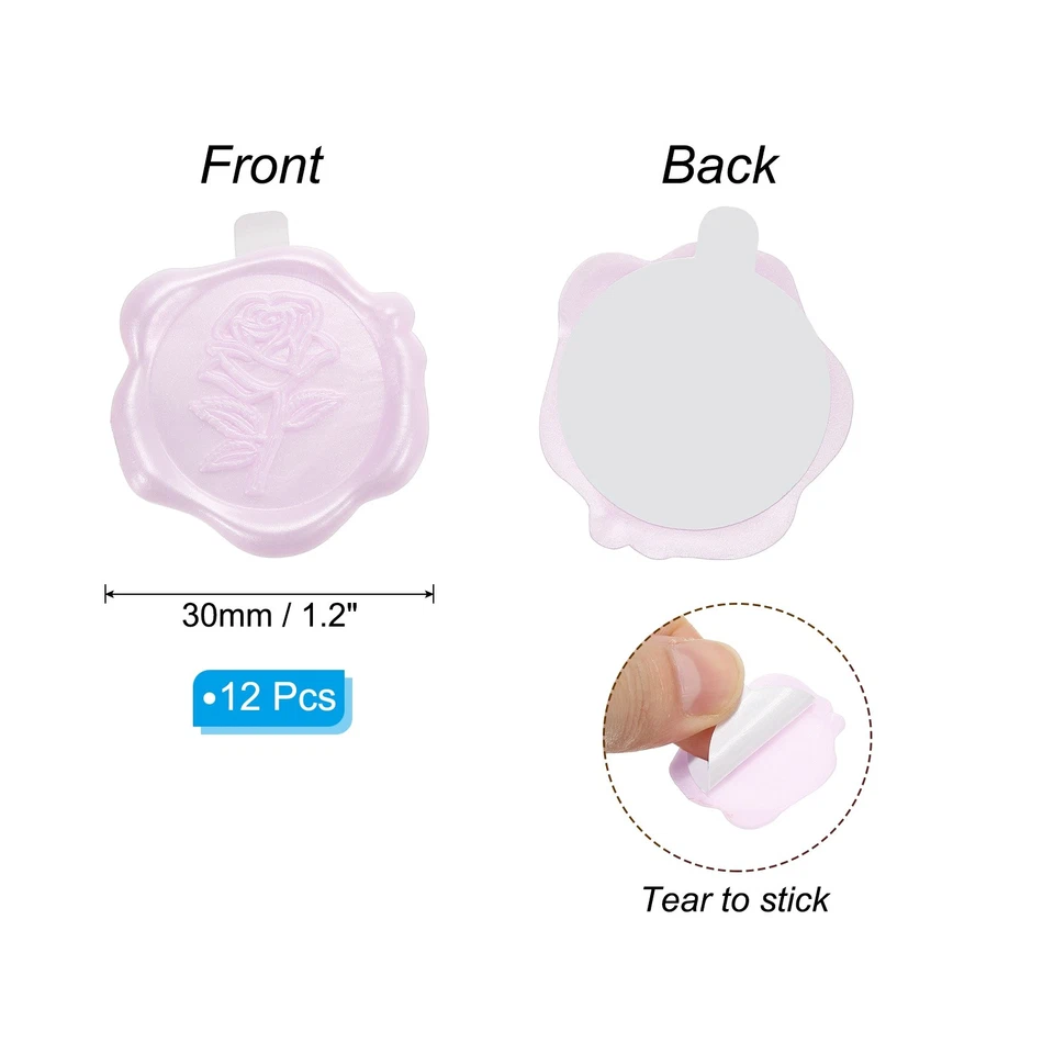 Adesivos de vedação de cera, 12 peças adesivo rosa autoadesivo em relevo para envelope, rosa - Imagem 2 de 4