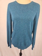 Charter Club 100 Cashmere Sweater Women  s Medium Blue Teal Crewneck Soft Knit
