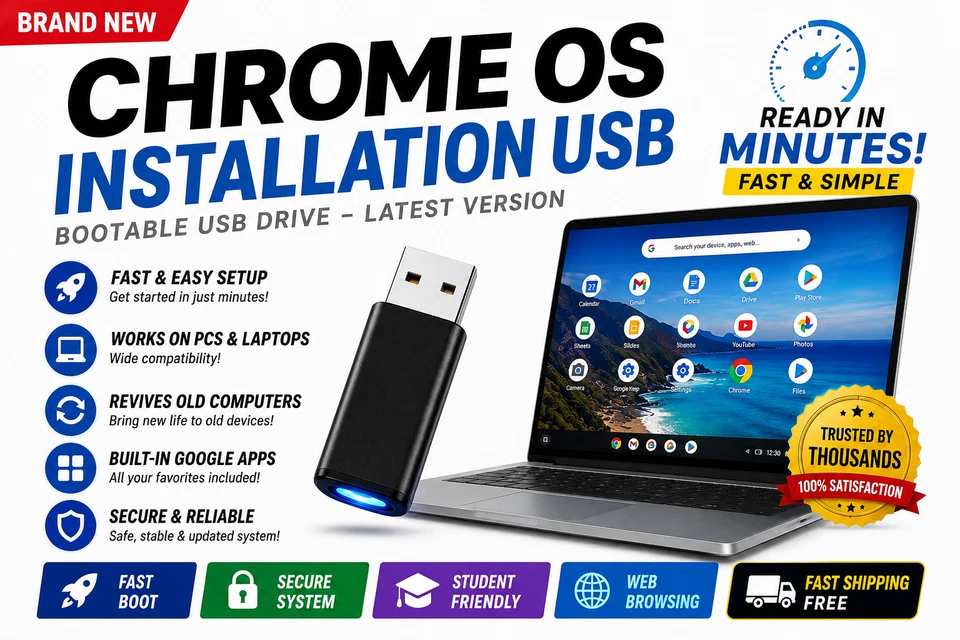 Chrome OS USB Installer 16GB Bootable USB Latest Chrome OS Flex For PC Laptop - Image 1 of 1